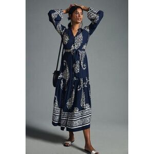 NWT ANTHROPOLOGIE Sz XS TIERED BUTTONDOWN MAXI DRESS